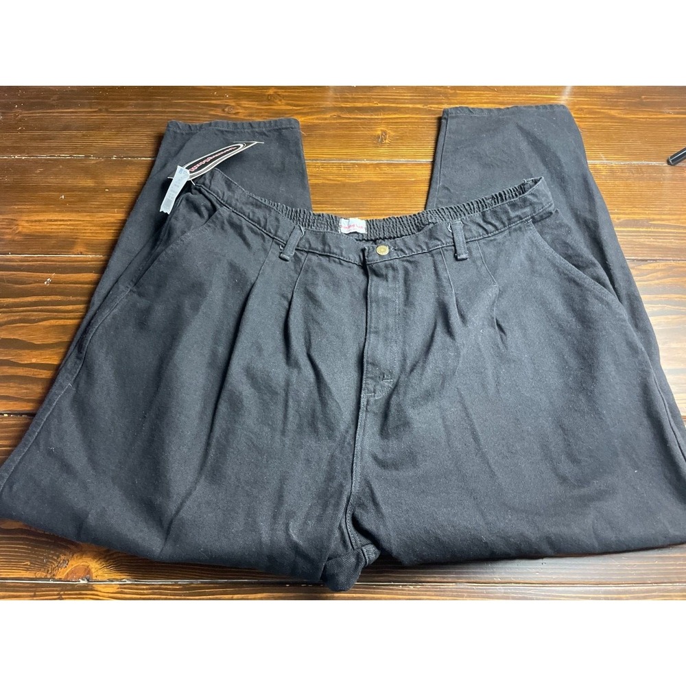 Young Stuff Pants Women's Size 44 Solid Black Elastic Waist Straight Leg NWT
